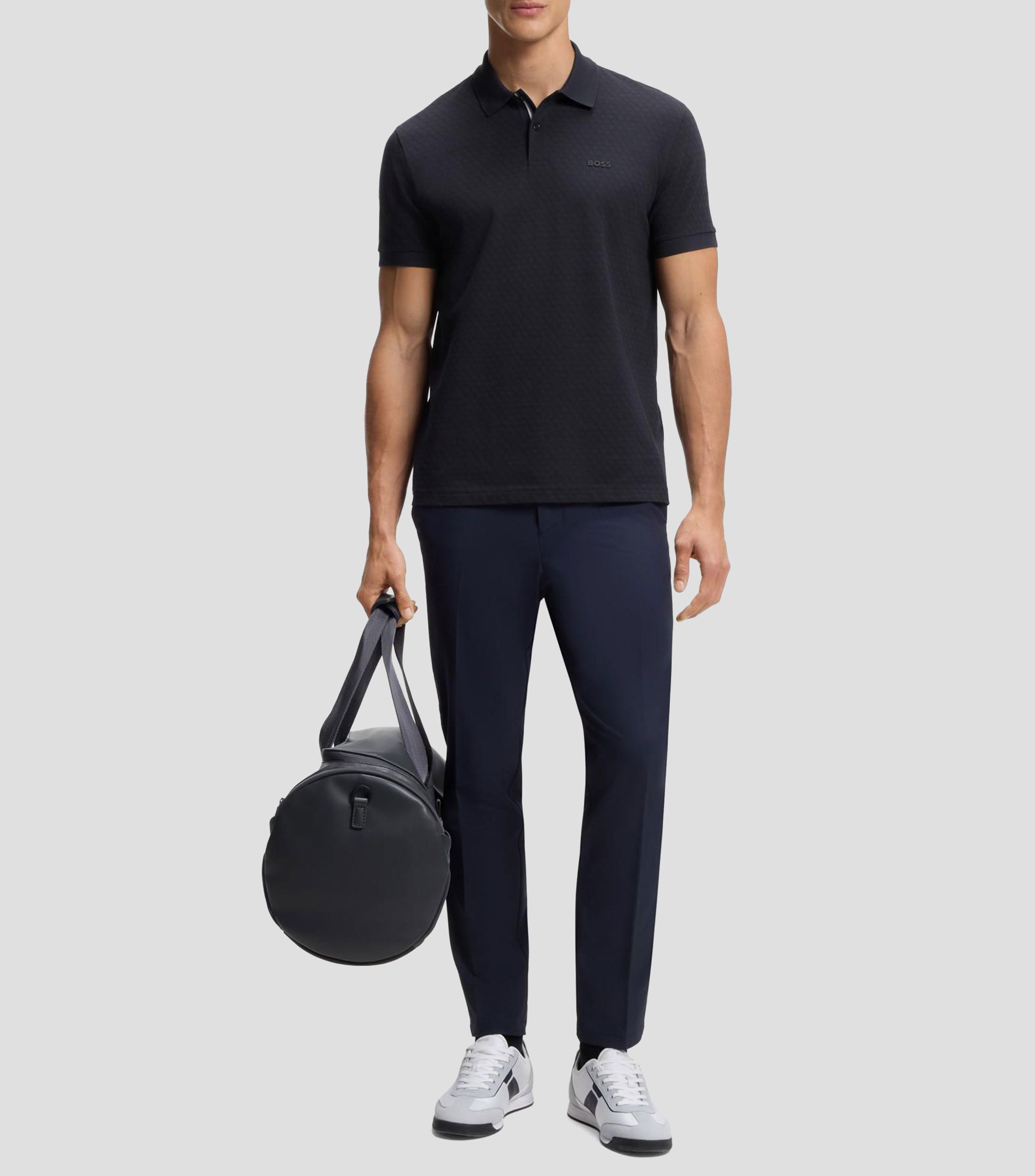 Playera polo de piqué de algodón con patrón estampado Hombre
